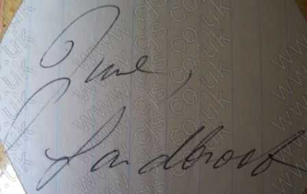 [june ladbrook autograph 1960s]