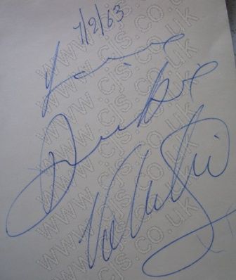 [dicky valentine autograph 1960s]